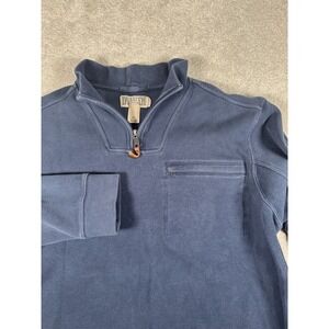 Duluth Trading Men's XL Navy Class Act Rib 1/4 Zip Mock‎ Pullover Long Sleeve